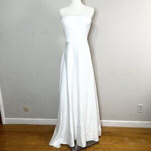 Lulus Wedding Dress Gown Eternal Gratitude White Strapless Maxi Sheer Back Large